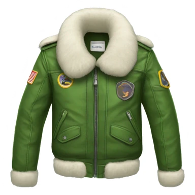 Green aviator jacket with fur collar sticker