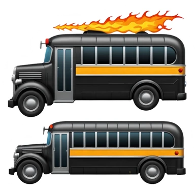 Mad max survival apocalypse Darth Vader’s Batman-armored 1936 black graphite colored school bus with horizontal holographic flames  sticker