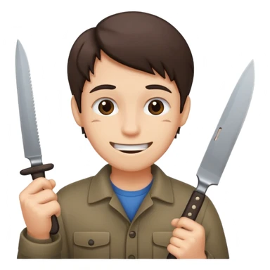 Stressed smile holding knife  sticker