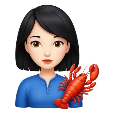 Generate an emoji for “lobster girl” make it cute. She has black hair sticker
