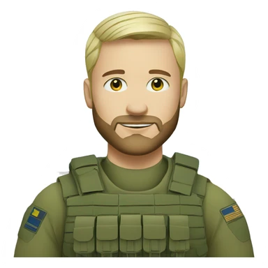 ukrainian military blonde man with a beard with green eyes with blue paint on the face  sticker