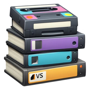 stack of VHS tapes piled up sticker