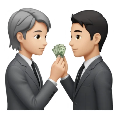 side profiles of two people exchanging money sticker