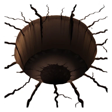A deep hole in the ground, symbolizing a gap or depression sticker