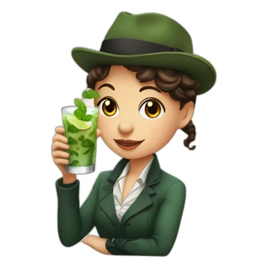 argentine girl sherlock holmes drinking mojito sticker