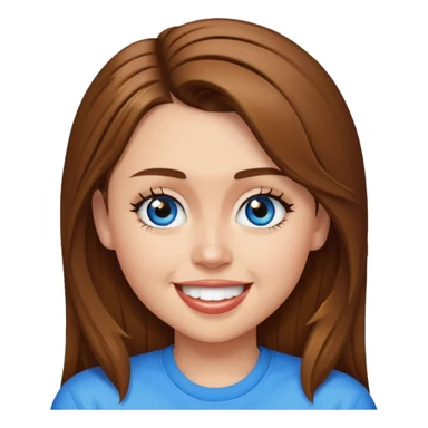 Miley Cyrus with blue eyes, brown long hair sticker