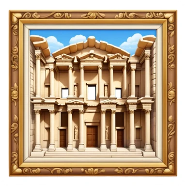 Cinematic Realistic Library of Celsus Landmark Emoji, depicted with an ornate ancient facade rendered with lifelike textures and warm, historical lighting. sticker