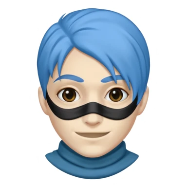 blue haired criminal with robber mask and smirk sticker