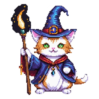 cat wizard casting spell sticker