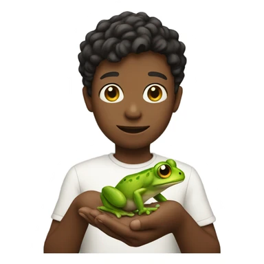 Boy with a frog in his hand sticker