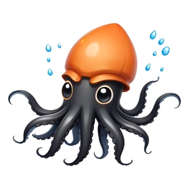 A cute squid squirting black ink sticker