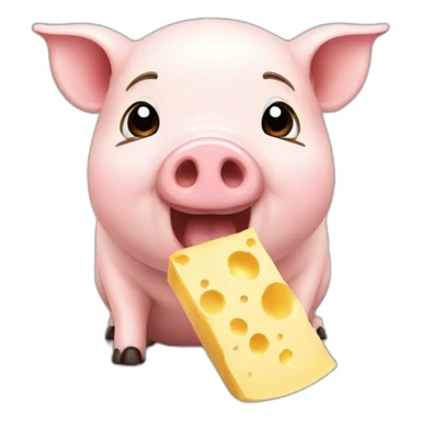 little pig eating cheese sticker