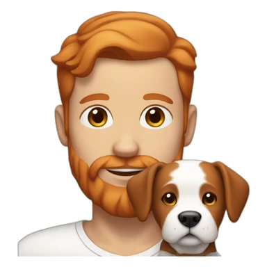 Red haired white man with brown dog no beard sticker