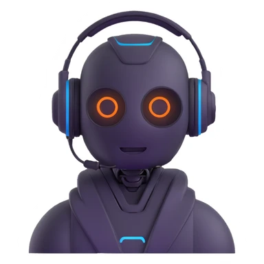 Robot customer service representative with headset in chat interface sticker