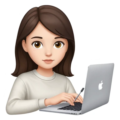 Brunette Girl, studying in macbook  sticker