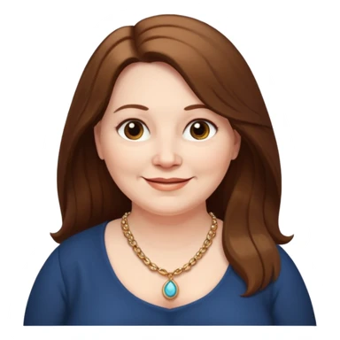 50 yr old white woman pale long brown hair small smile chubby sticker