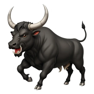 angry running black bull side view sticker