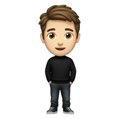 Brown hair boy in black sweater sticker