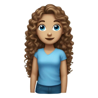 Long curly brown hair blue eyes girl with one arm  sticker