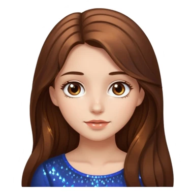 beautiful girl with long and brown hair and brown eyes with sparkles by herside sticker