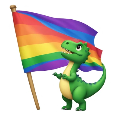 Dinosaur holding a pride flag sticker