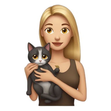 a woman with a cat sticker