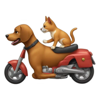 cat ride dog sticker