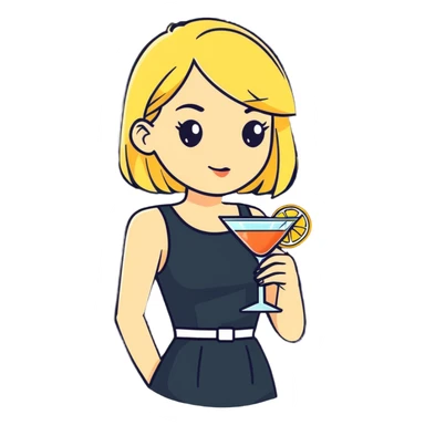 Blond girl with cocktail in hand sticker