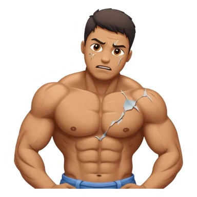 Strong man with in pain emotions and broken body  sticker