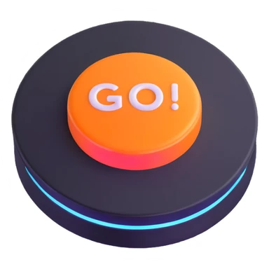 3D GO button with glowing effect sticker