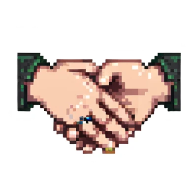 two hands holding each other as a friendship symbol sticker