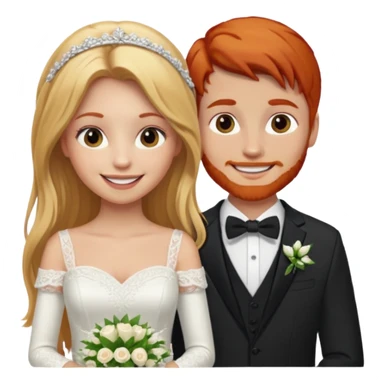 Blonde hair girl longhair redhead boy married wedding clothes sticker