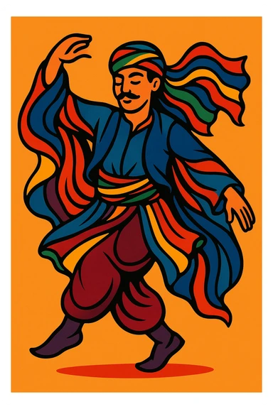 traditional Kurdish dancer in vibrant colors sticker