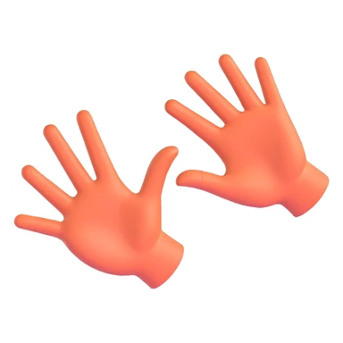 A 2D emoji-style illustration of two open hands, positioned side by side and angled to the right, as if they are pushing something like a swing. Add motion lines behind the hands to the left to show a rightward pushing movement. Clean cartoon style, minimal background sticker