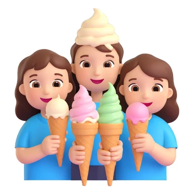 happy children with melting ice cream cones sticker