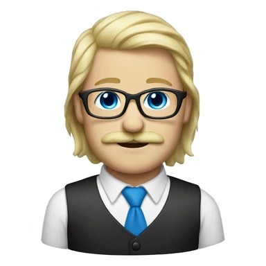 Blond, moustache, glasses and blue eyes sticker