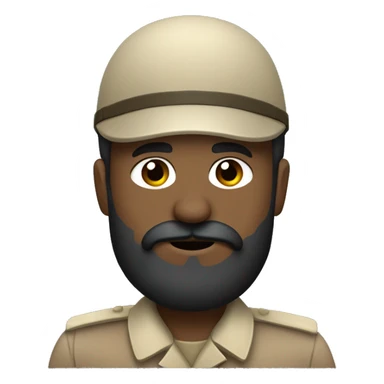 a soilder saluteing with a brown mustache and a short black beard sticker