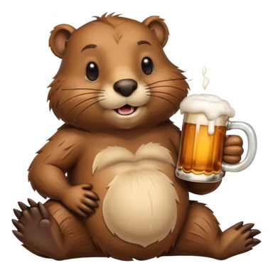 A relaxed beaver leaning back with a foamy beer mug sticker