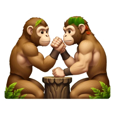 2 monkey arm wrestling each other sticker