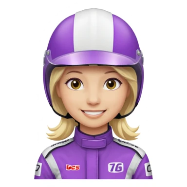 girl blonde, Race Driver purple cloth, white helmet sticker