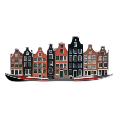 amsterdam-canals-with-a-boat-and-canal-houses sticker