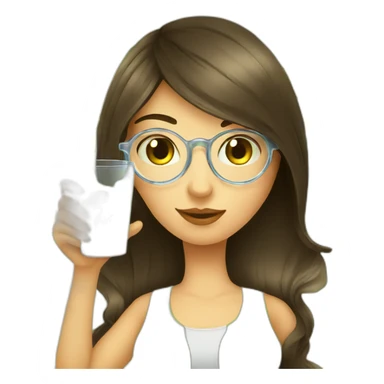 brunette girl with magnifying-glass drinking mojito sticker