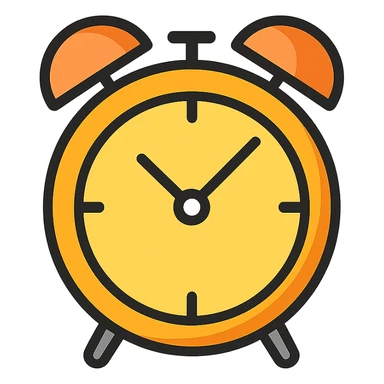 alarm clock emoji, color outline icon style, modern, classic twin bells, clear face sticker