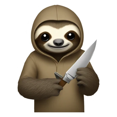  sloth holding a knife sticker
