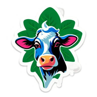 Smoking weed cow sticker