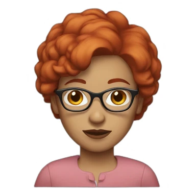 woman short red hair with glasses sticker