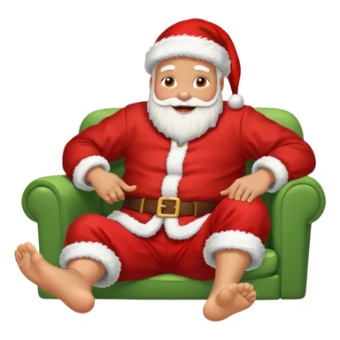 Father Christmas with his feet up and jacket off, resting after completing his deliveries  sticker