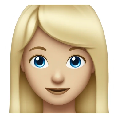 blond digital girl with bangs with blue eyes smiling sticker