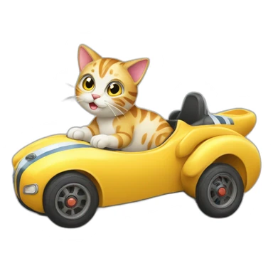 Koshka na gonochnoy mashine Cat on a racing car sticker