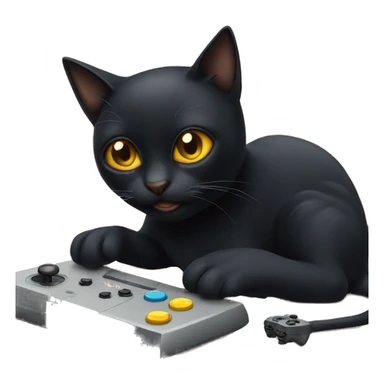 Black cat playing video games sticker